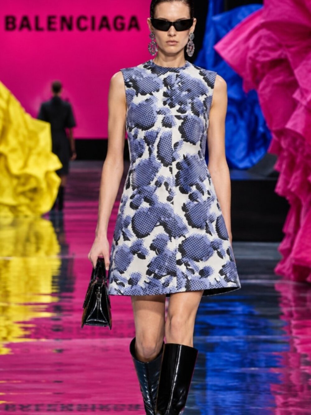 NWOT Balenciaga Blue Mini Dress Runway M FR40 $1050